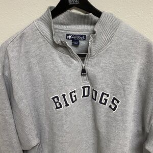 Big Dogs Light Gray Quarter-Zip Pullover with Navy Lettering